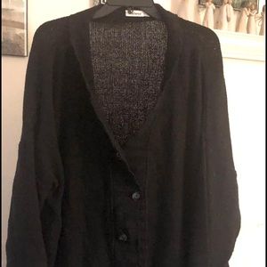 Plus Size 2x Textures Black Thick Sweater with Button Detail